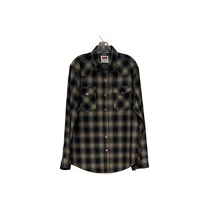 Men’s Wrangler Button Down Plaid Long Sleeve Shirt